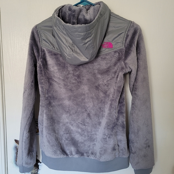 The North Face Women's XS Active Fleece Performance Jacket Grey Pink Logo Zip Up - Picture 2 of 16